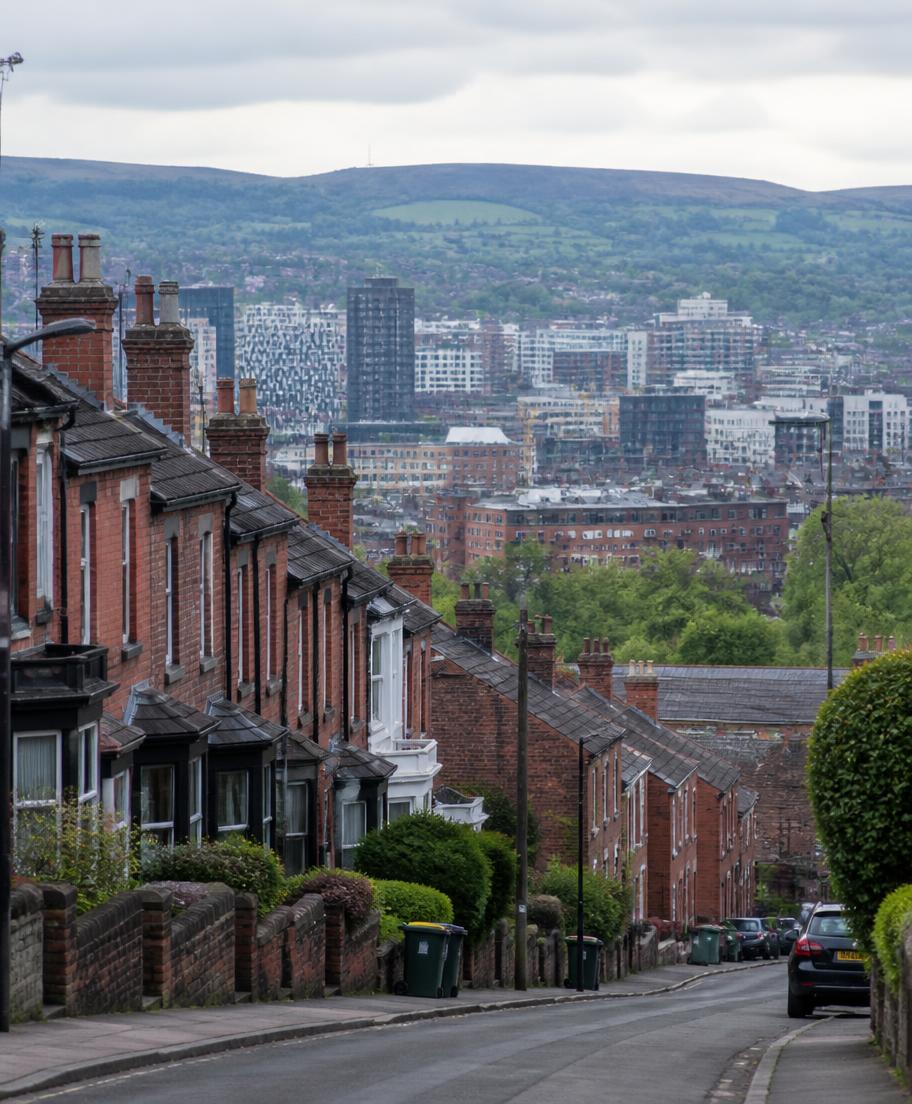 Sheffield terraced streets and city skyline, where Lifestyle Property Group sources buy-to-let property